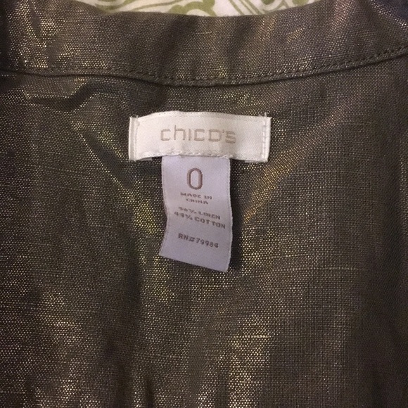 Metallic Foiled Linen Utility Cargo Vest Olive Green Gold Size 0 Small 4 - Picture 3 of 10